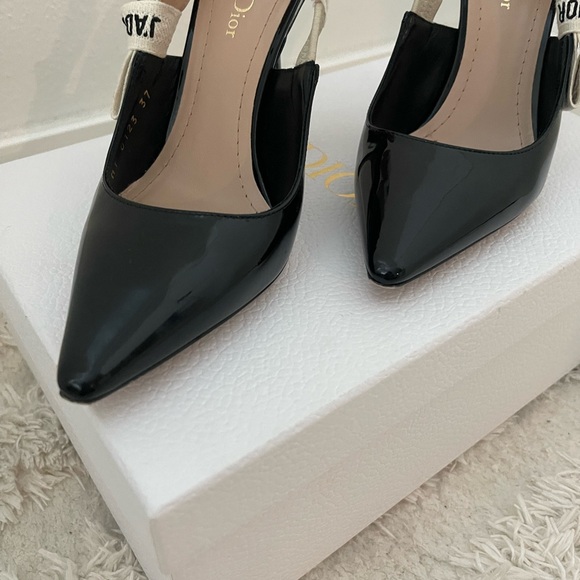 Dior Black Patent Leather Slingback Heels - Picture 2 of 8